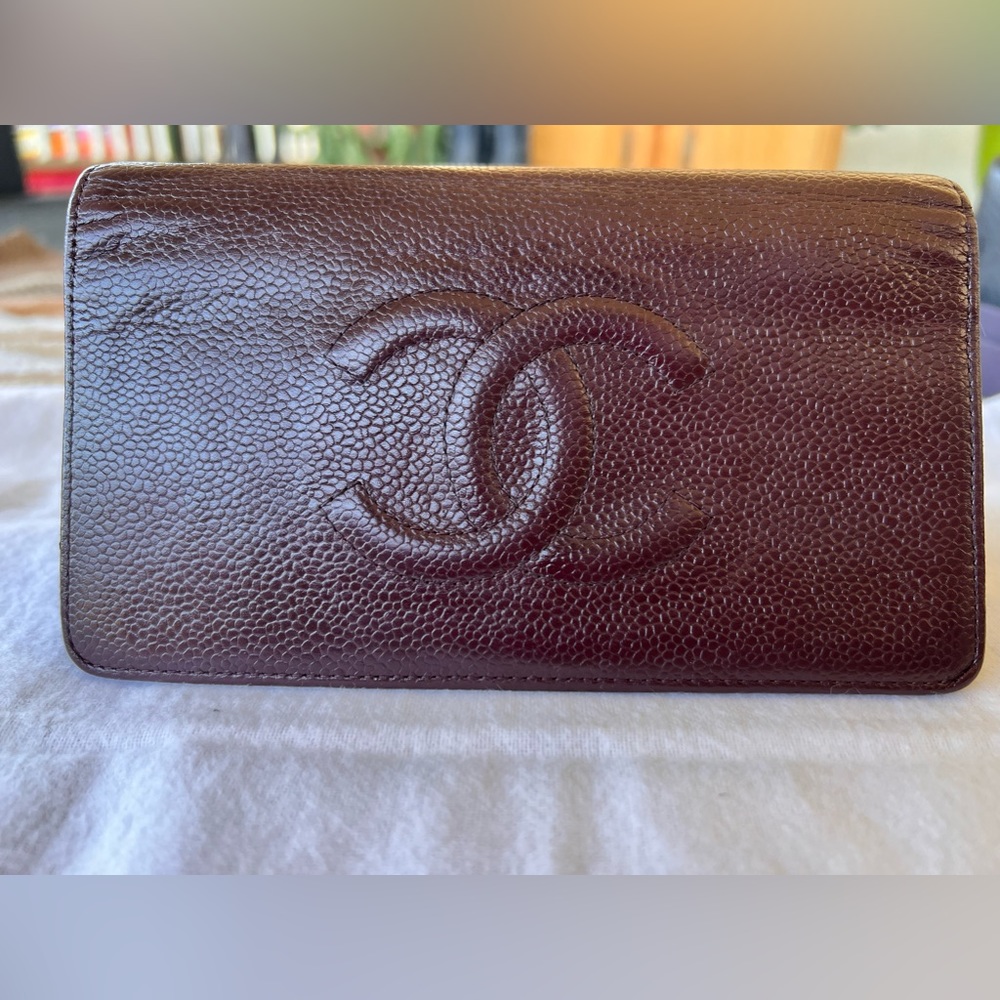 Chanel Quilted CC Logo Wallet in Dark Burgundy